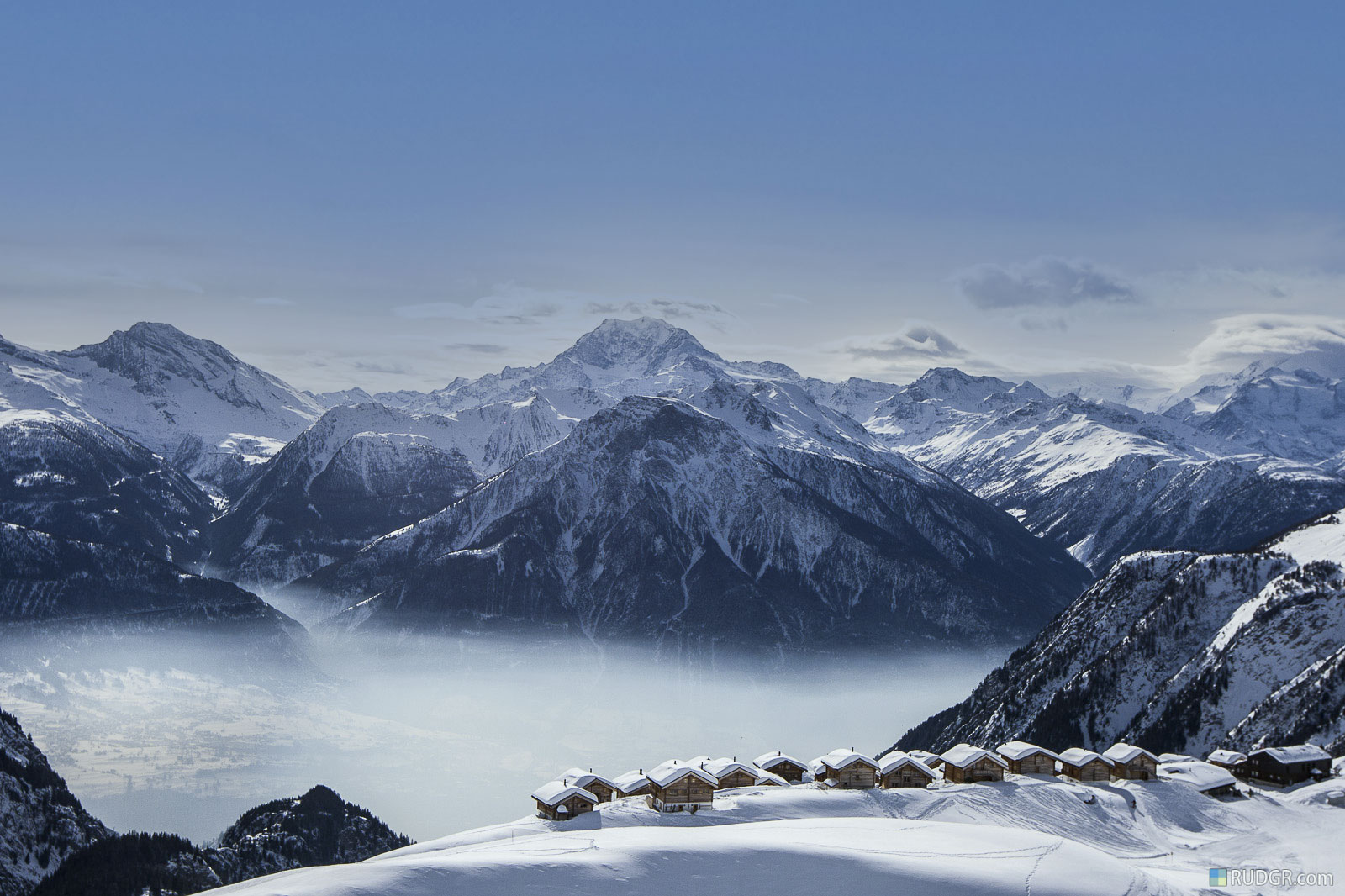 Aletsch Glacier and Alpine peaks